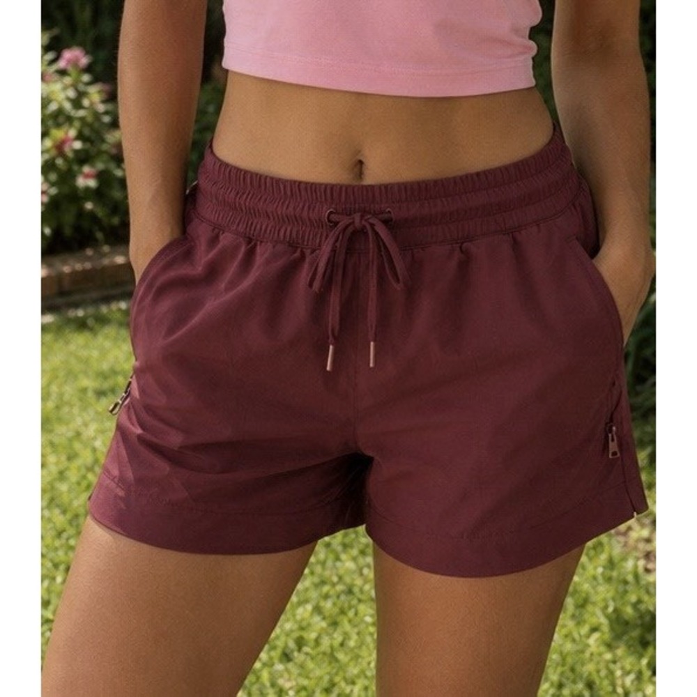 90 Degree By Reflex Women's Athletic Shorts Burgundy Size M Workout Activewear